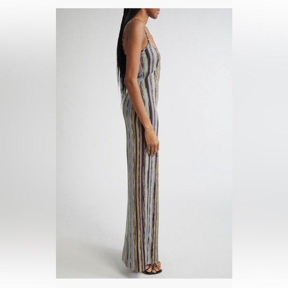 Missoni Long Maxi dress Space Dye Metallic stripe Gown New Size 38 Italy, US 2 - Picture 3 of 12
